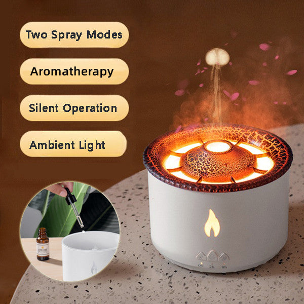 Volcano Flame Aroma Diffuser – Ultrasonic Essential Oil Humidifier