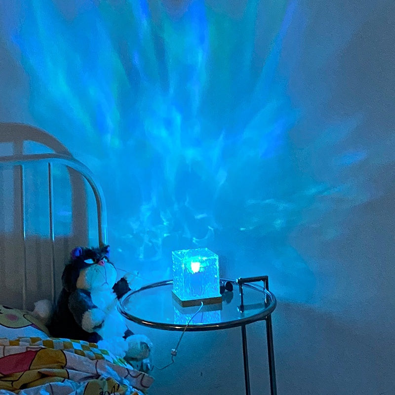 LED Water Ripple Ambient Lamp – RGB Crystal Projection Night Light