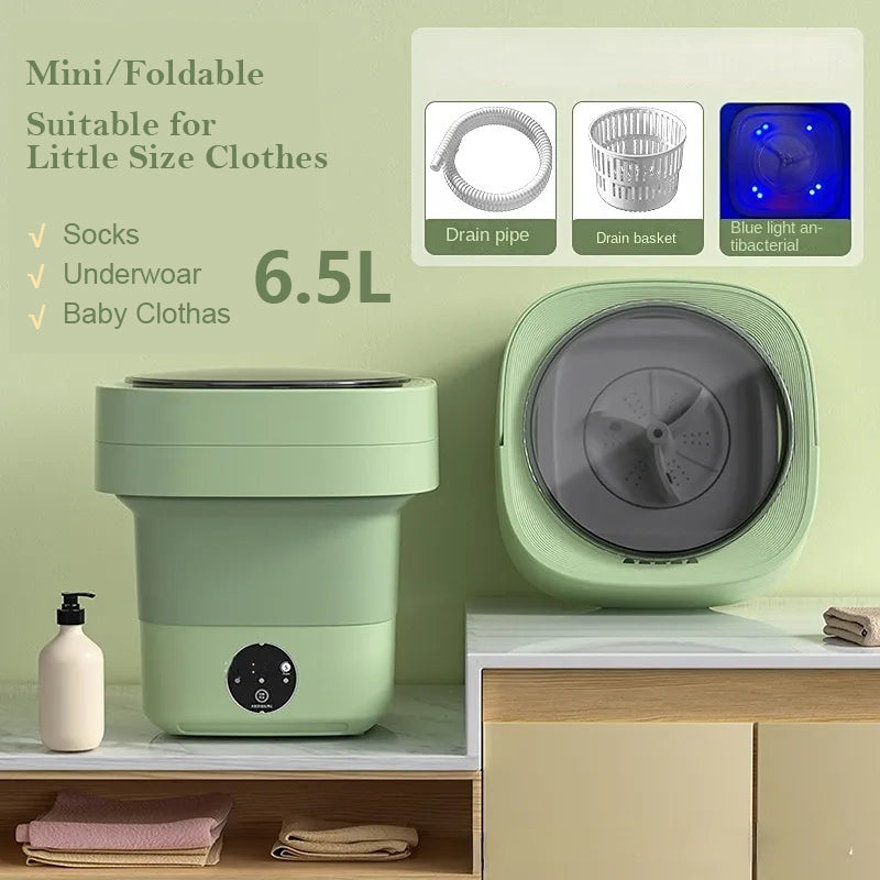 Portable Foldable Mini Washing Machine – Compact Washer with Spin Dry