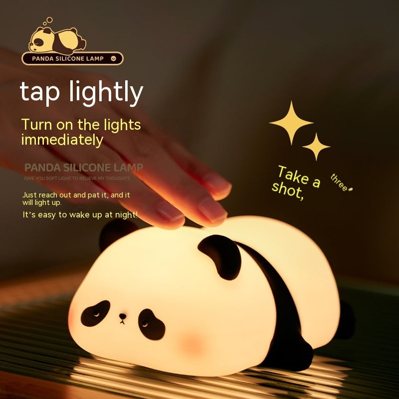 Cute Panda Night Light – Rechargeable Silicone Lamp for Kids