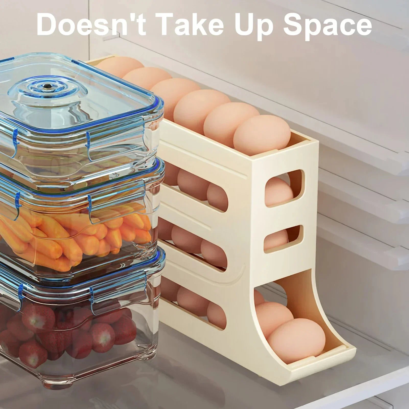 Automatic Rolling Egg Holder for Refrigerator – 4 Layer Egg Organizer