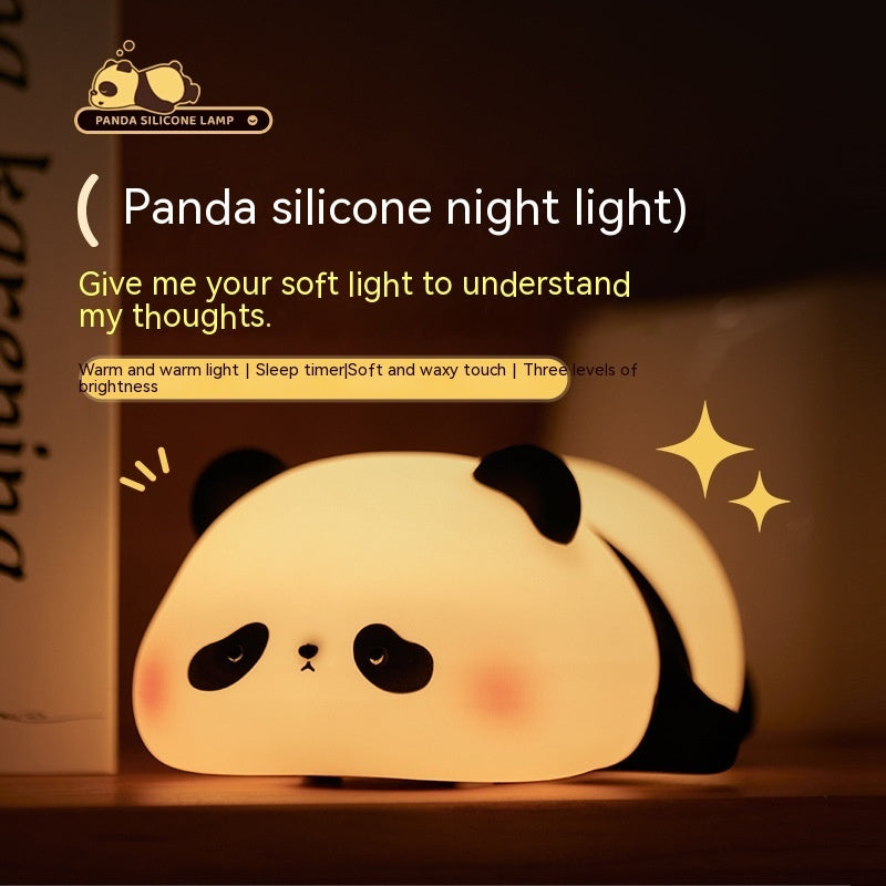 Cute Panda Night Light – Rechargeable Silicone Lamp for Kids