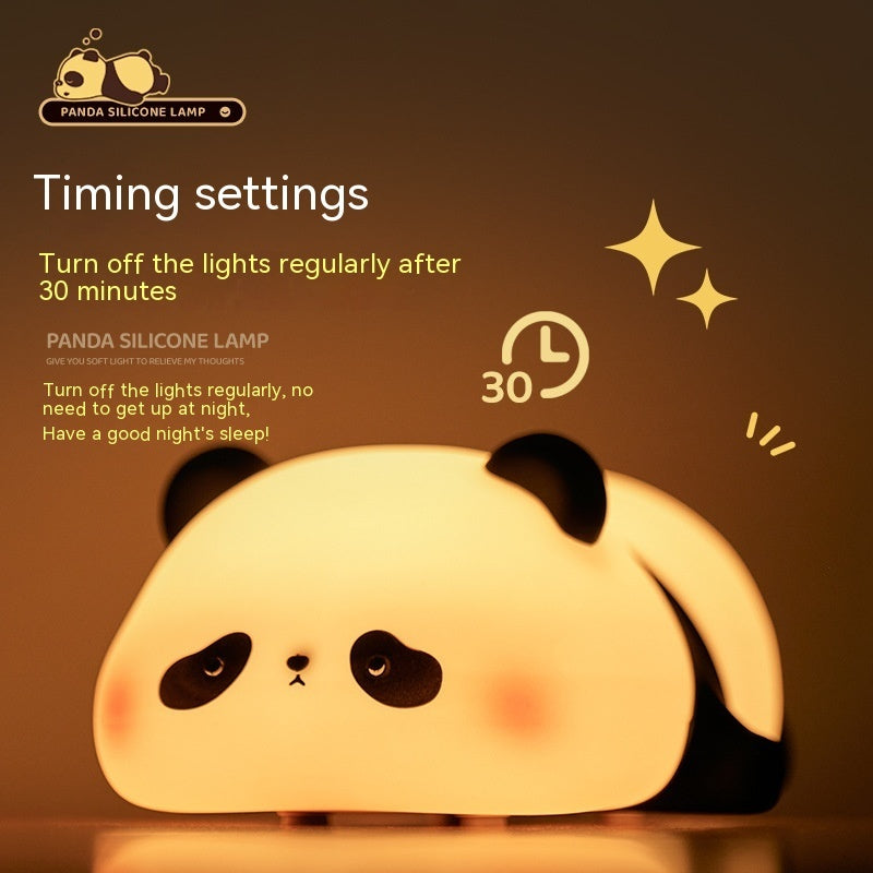 Cute Panda Night Light – Rechargeable Silicone Lamp for Kids