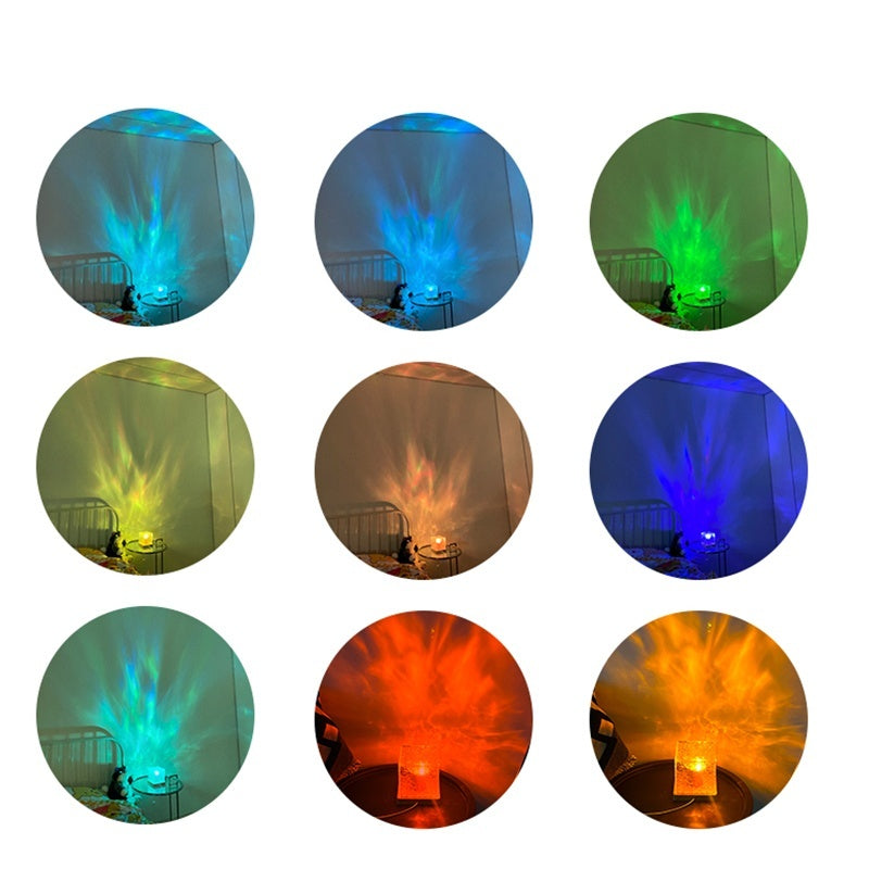 LED Water Ripple Ambient Lamp – RGB Crystal Projection Night Light