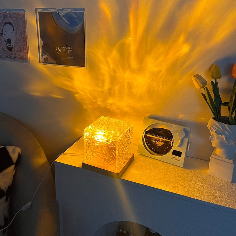 LED Water Ripple Ambient Lamp – RGB Crystal Projection Night Light