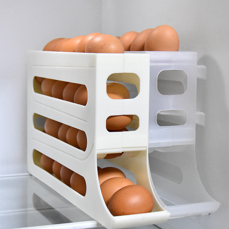 Automatic Rolling Egg Holder for Refrigerator – 4 Layer Egg Organizer