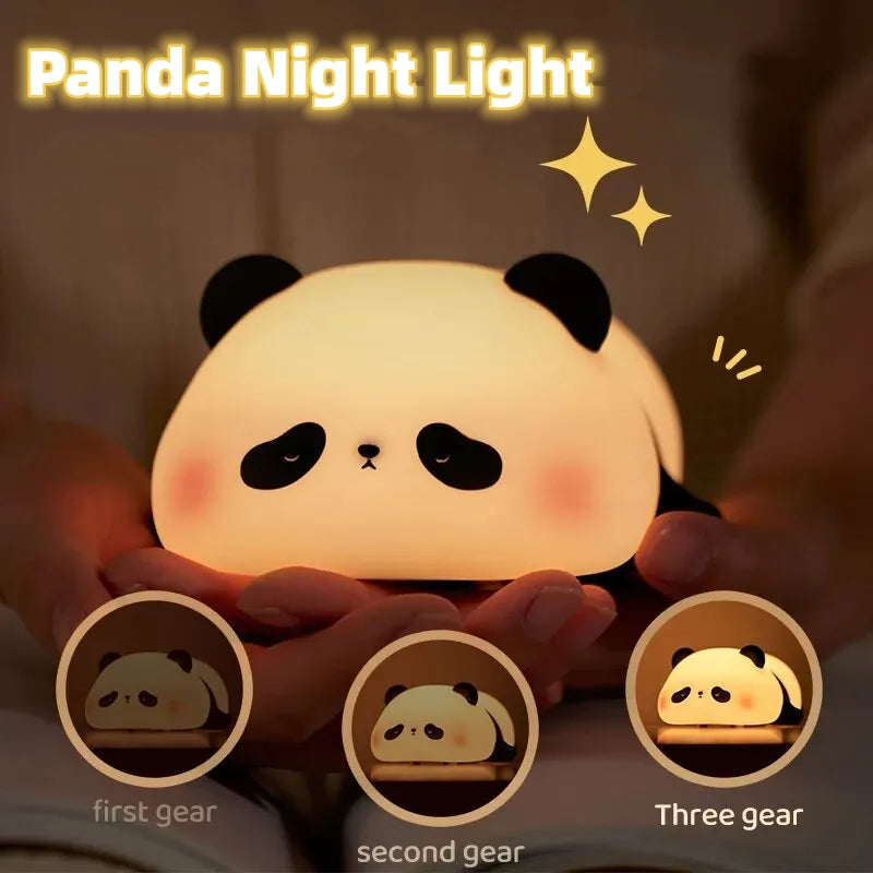 Cute Panda Night Light – Rechargeable Silicone Lamp for Kids