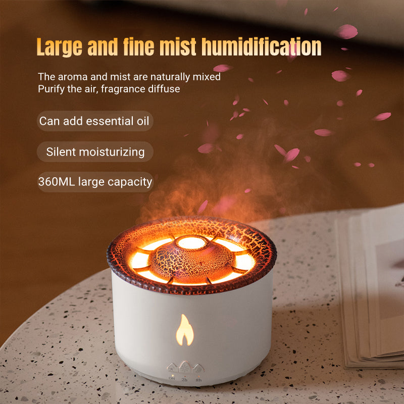 Volcano Flame Aroma Diffuser – Ultrasonic Essential Oil Humidifier